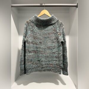Anthropologie Moth Light Blue Chunky Knit Alpaca Wool Blend Mock Neck Sweater S